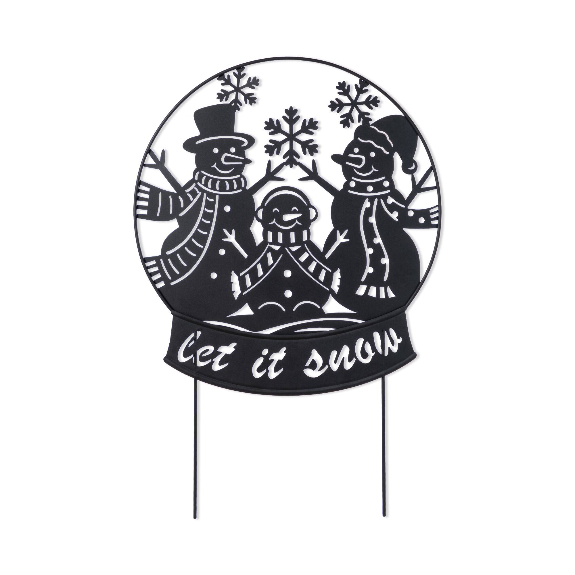 Glitzhome® 30" Christmas Metal Silhouette Snowman Family Yard Stake or Wall Decor